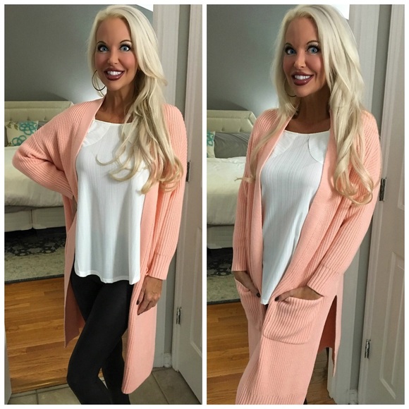 ❤️LAST 1! Pink Open Front Warm Pocket Cardigan! - Picture 2 of 3